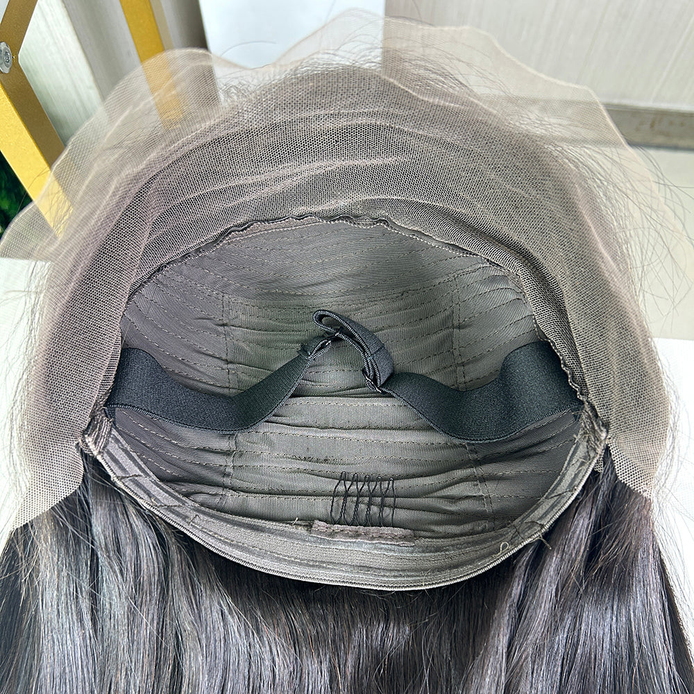 High Quality Nature Black Vietnam Bone Frontal Straight Long Hair Wigs