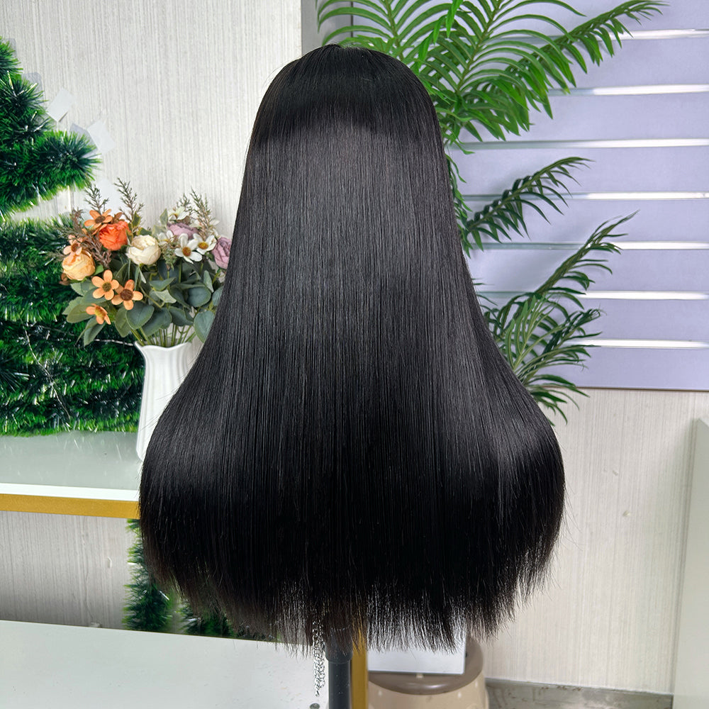 Perruques Bob Naturelles Noires Sdd Birmanes avec Fermeture Super Double Drawn