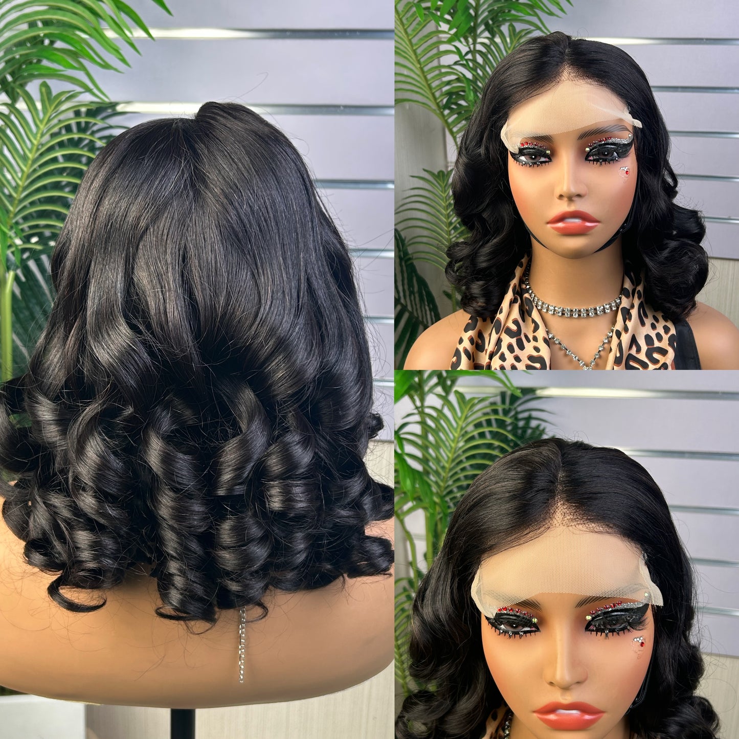 High Quality Nature Black Loose Boncy Virgin Human Hair Wigs