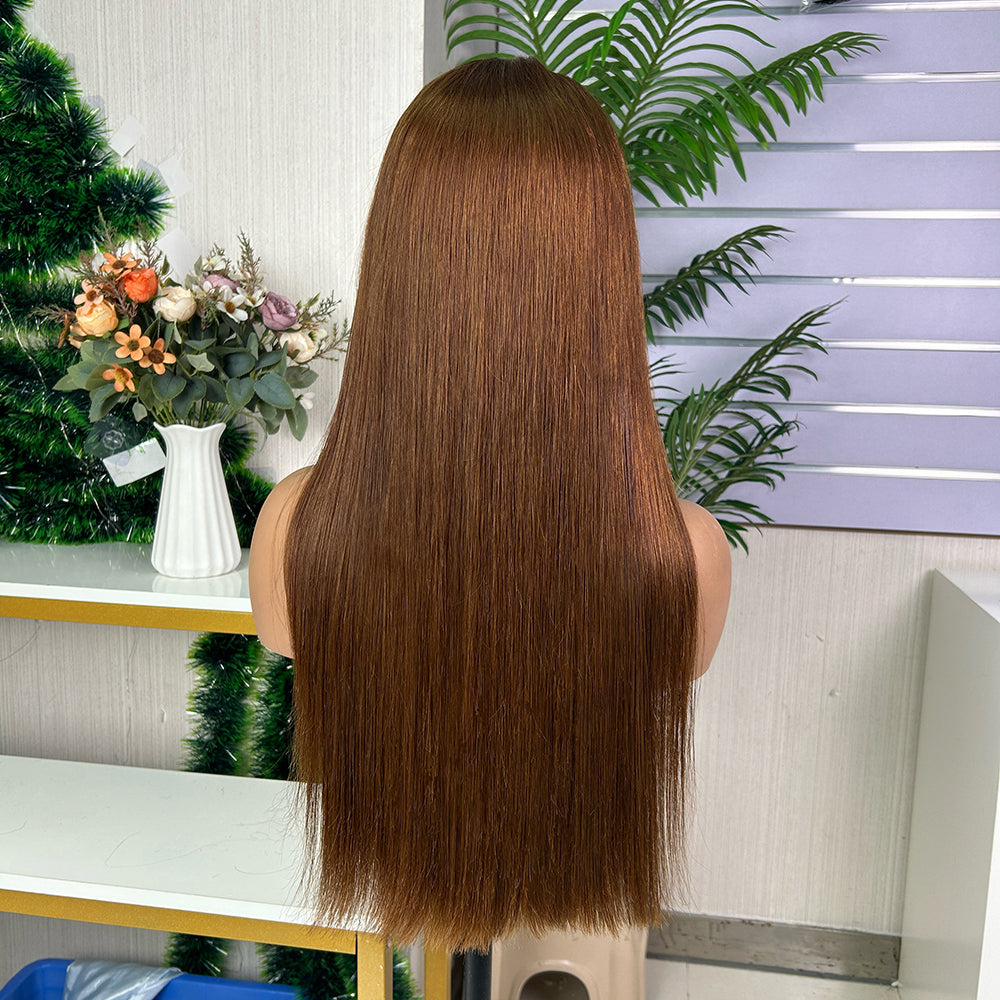 High Quality Honey Brown Frontal Raw Hair Super Double Drawn Bob Wigs