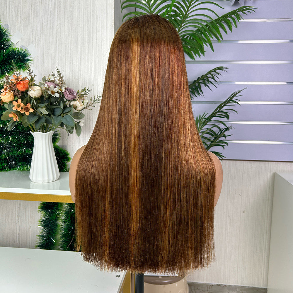 High Quality Mix Honey Brown Frontal Raw Hair Super Double Drawn Bob Wigs