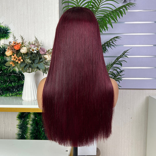 High Quality Wine Frontal Raw Hair Super Double Drawn Bob Wigs