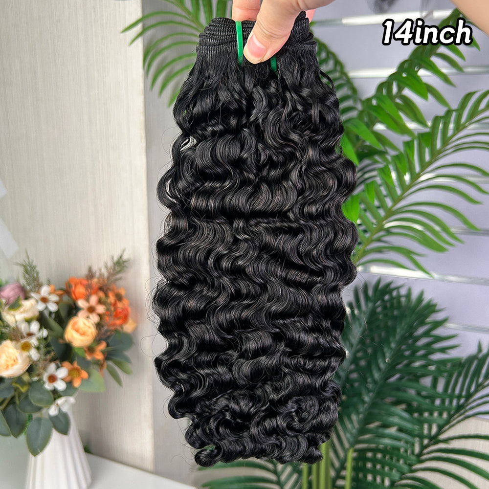 Nature Black Remy Hair Sdd Burmese Curly Hair With 2 Bundles