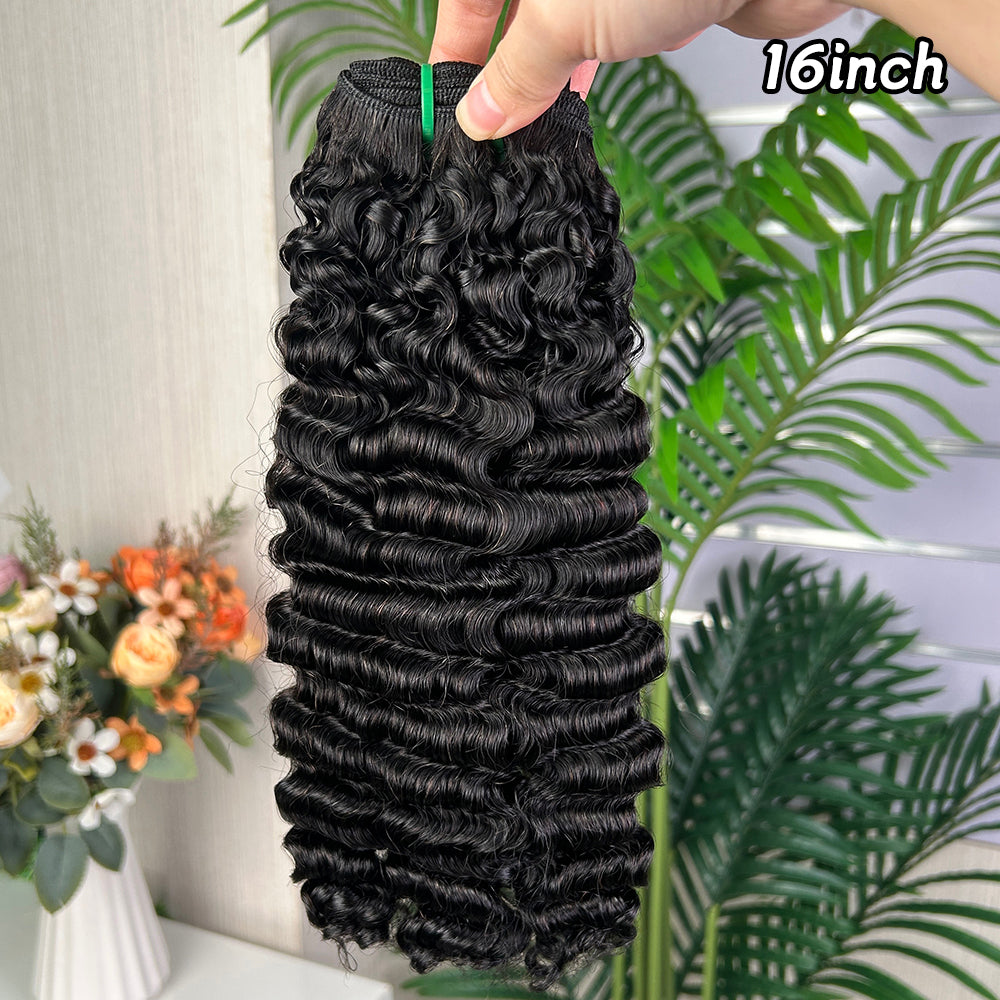 Nature Black Remy Hair Sdd Burmese Curly Hair With 2 Bundles