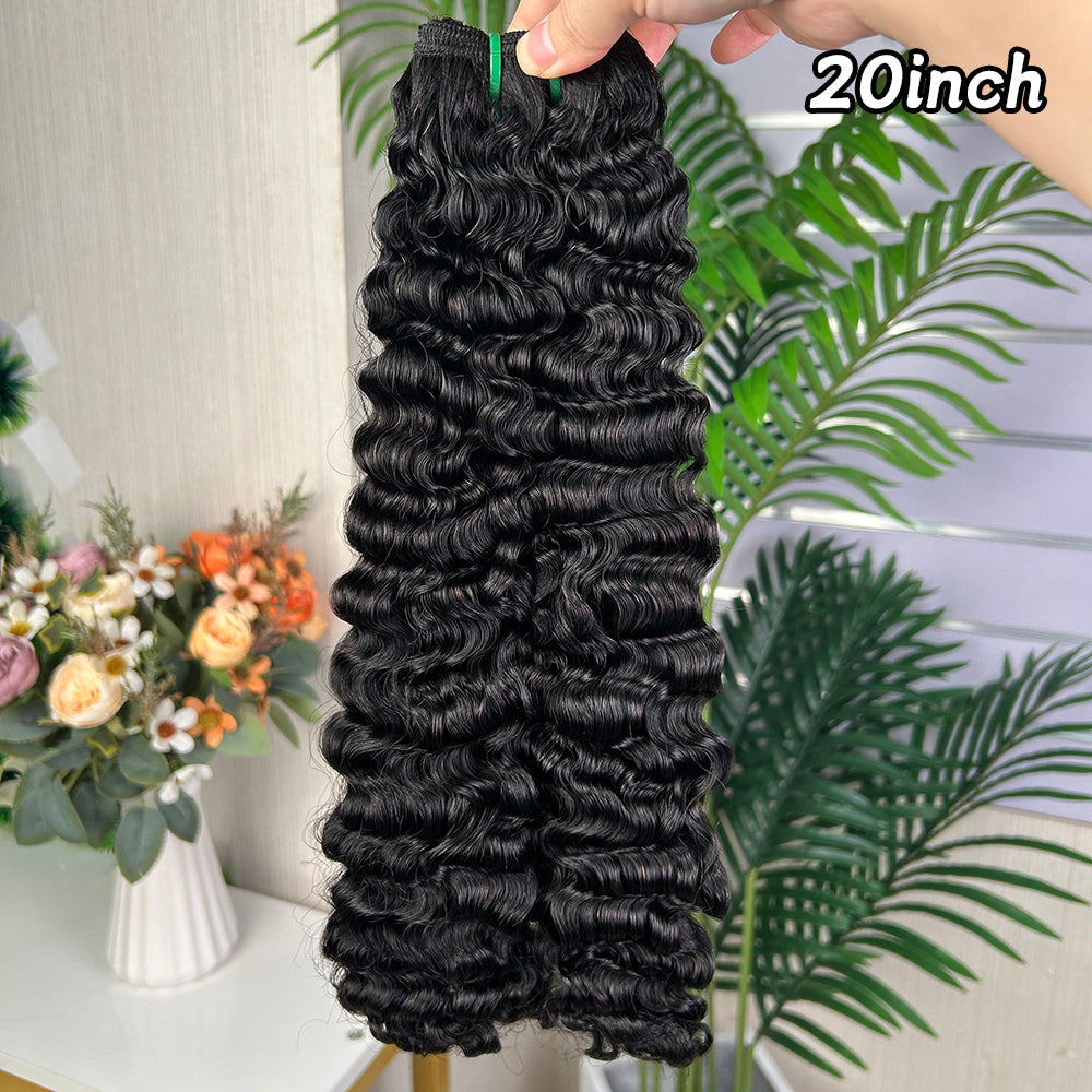 Nature Black Remy Hair Sdd Burmese Curly Hair With 2 Bundles