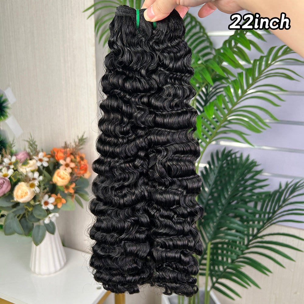 Nature Black Remy Hair Sdd Burmese Curly Hair With 2 Bundles