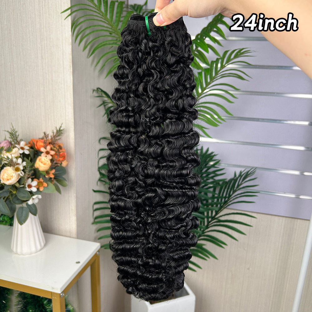 Nature Black Remy Hair Sdd Burmese Curly Hair With 2 Bundles