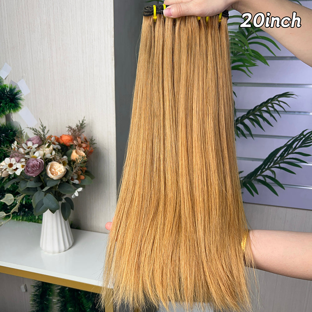 High Light Brown Super Double Drawn Virgin Hair Straight Hair With 2 Bundles
