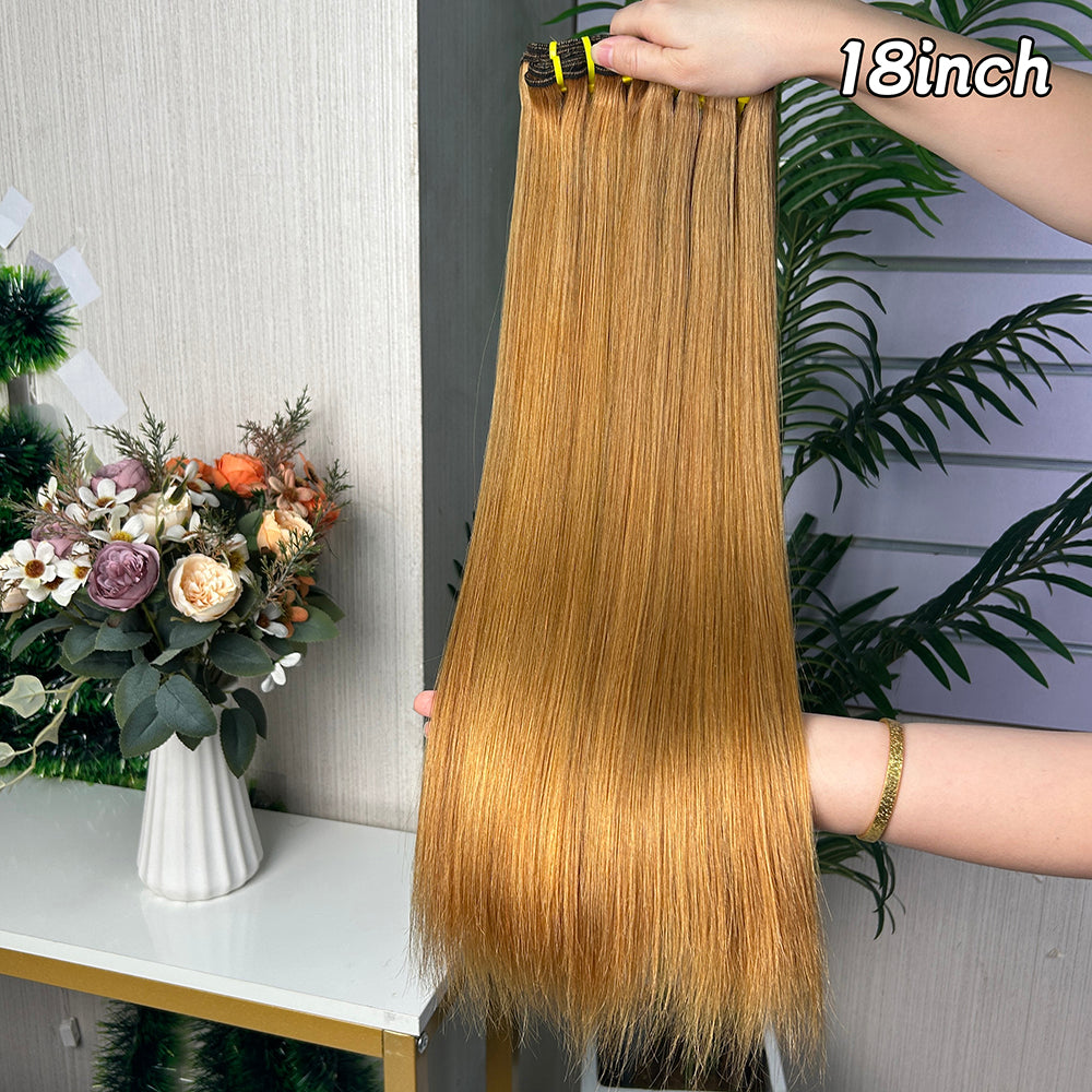 High Light Brown Super Double Drawn Virgin Hair Straight Hair With 2 Bundles