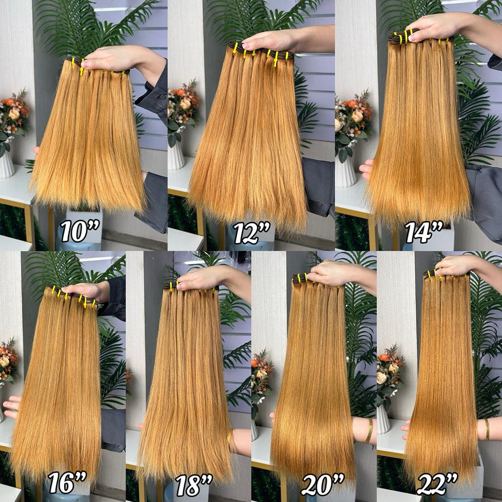 High Light Brown Super Double Drawn Virgin Hair Straight Hair With 2 Bundles
