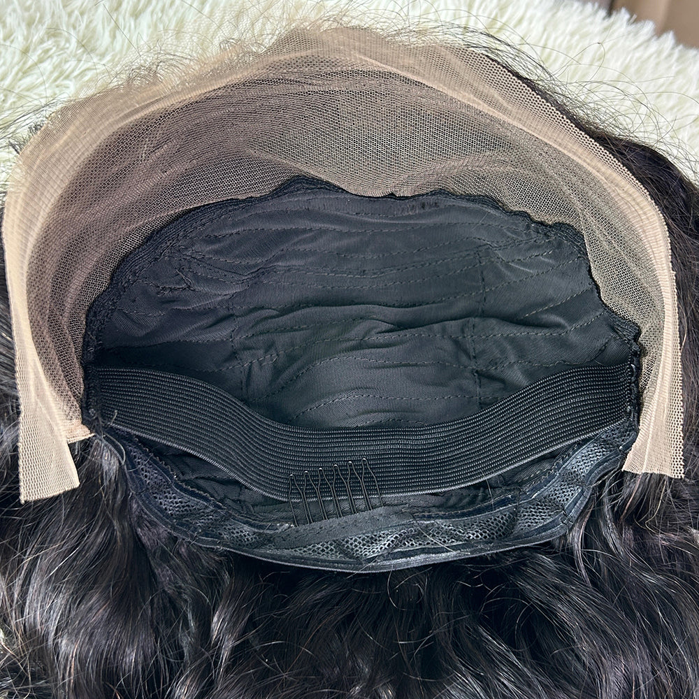 Nature Black Bouncy Lace Frontal Raw Human Hair Wigs