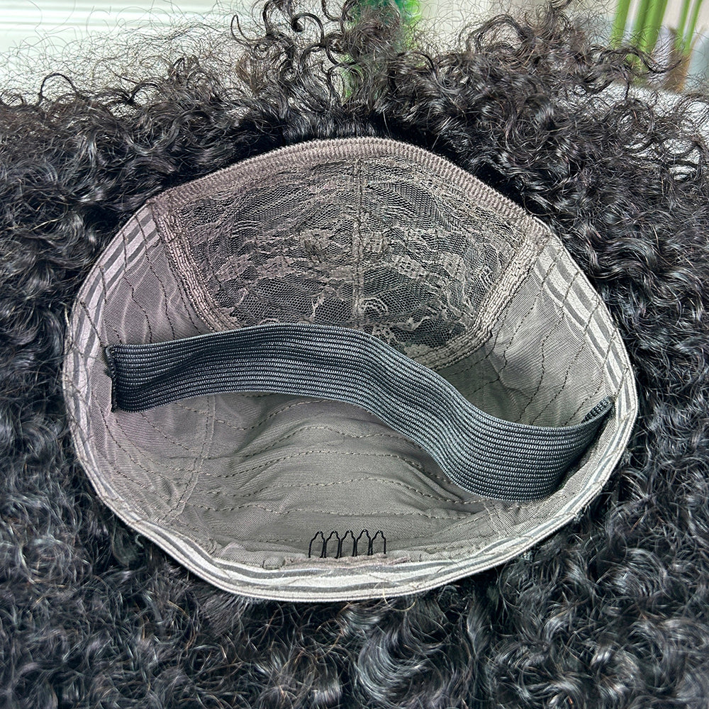 Nature Black Burmese Curly Human Hair Wig