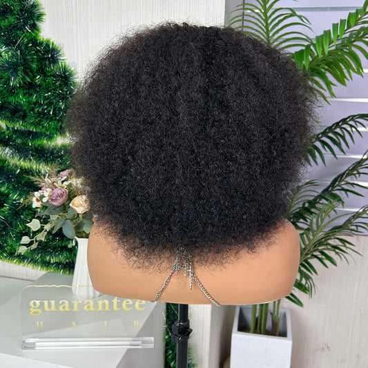 Nature Black Burmese Curly Human Hair Wig