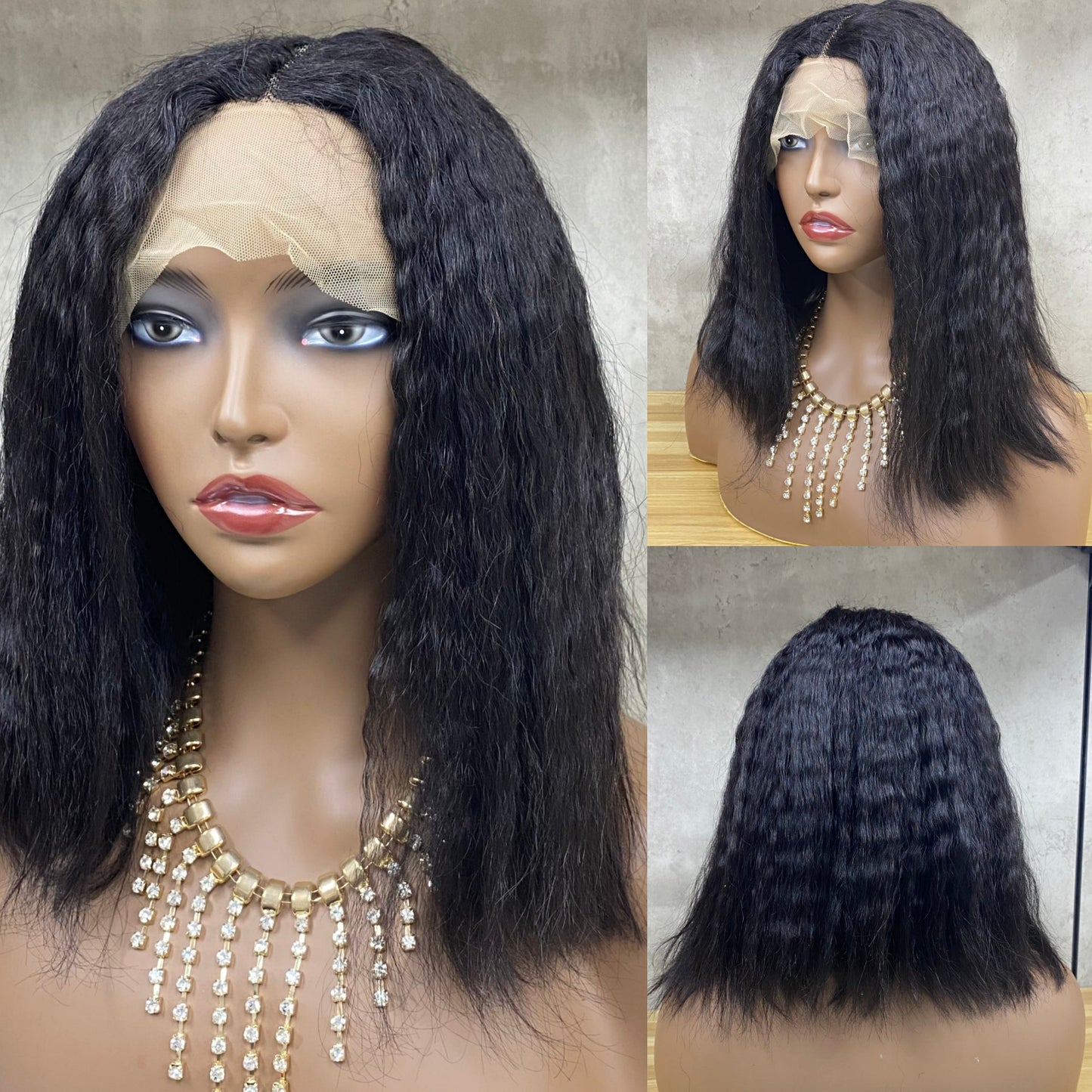 Future Remy Human Hair Yaki Staight Bob Wig