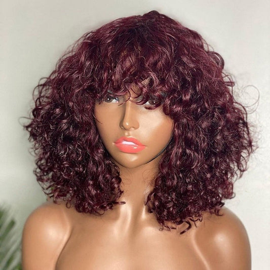 Perruque Bob vague d'eau de cheveux vierges couleur vin