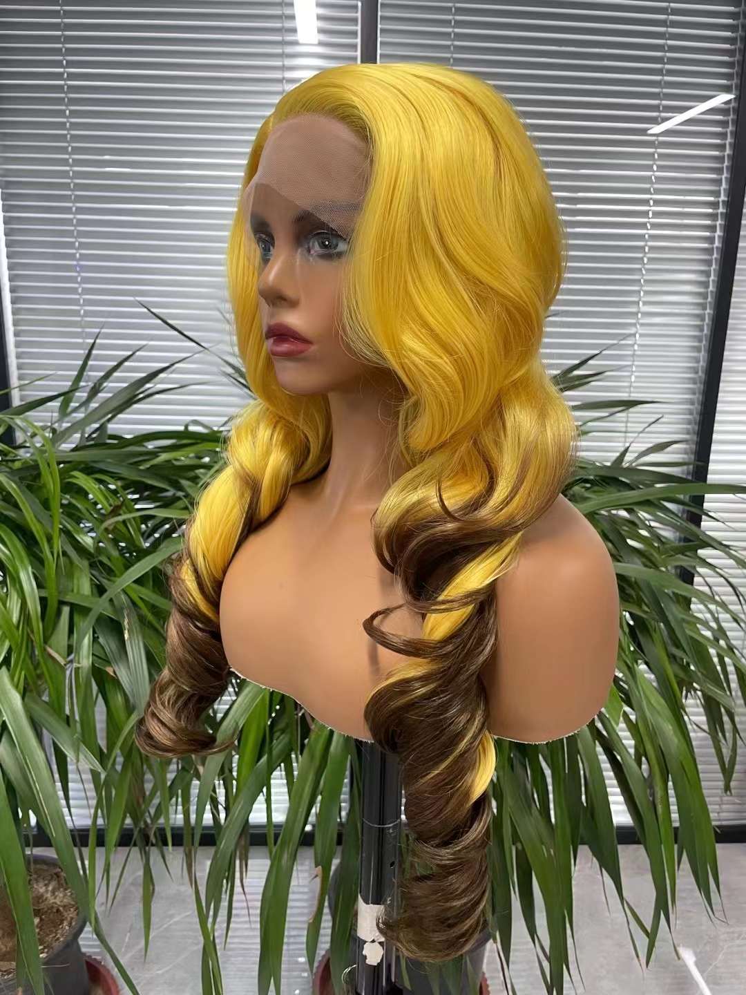 Yellow MIX Color Special Curly Wave lace Wig