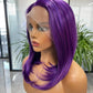 Purple Bob Wig Straight Lace Front Wig Natural Hairline Bob Wigs