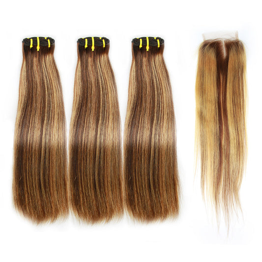 4/27 # cheveux raides Fumi 3 faisceaux avec fermeture à lacet 4x4