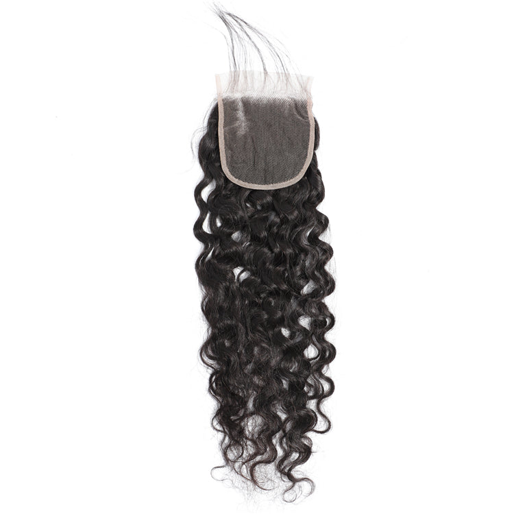 Water Wave 100% Human Hair 4x4 Lace Closure Natural Black