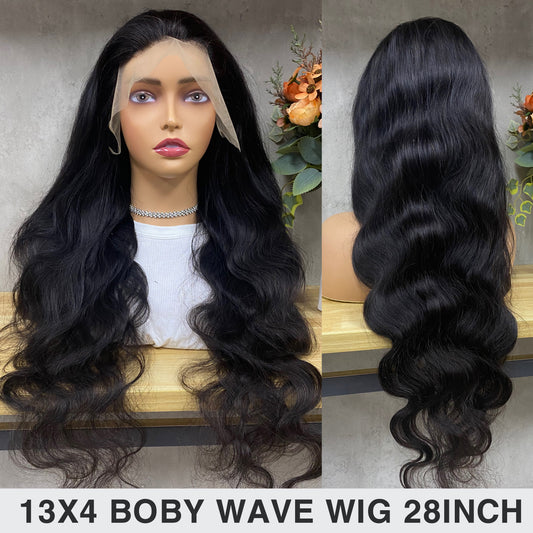 Nature 13x4 dentelle frontale Remy cheveux humains vague de corps perruques de cheveux longs