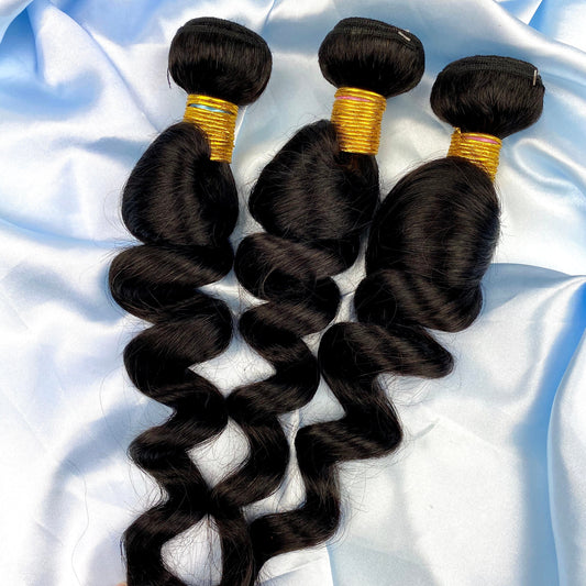 Loose Wave 100% Cheveux Humains 3 Faisceaux Noir Naturel