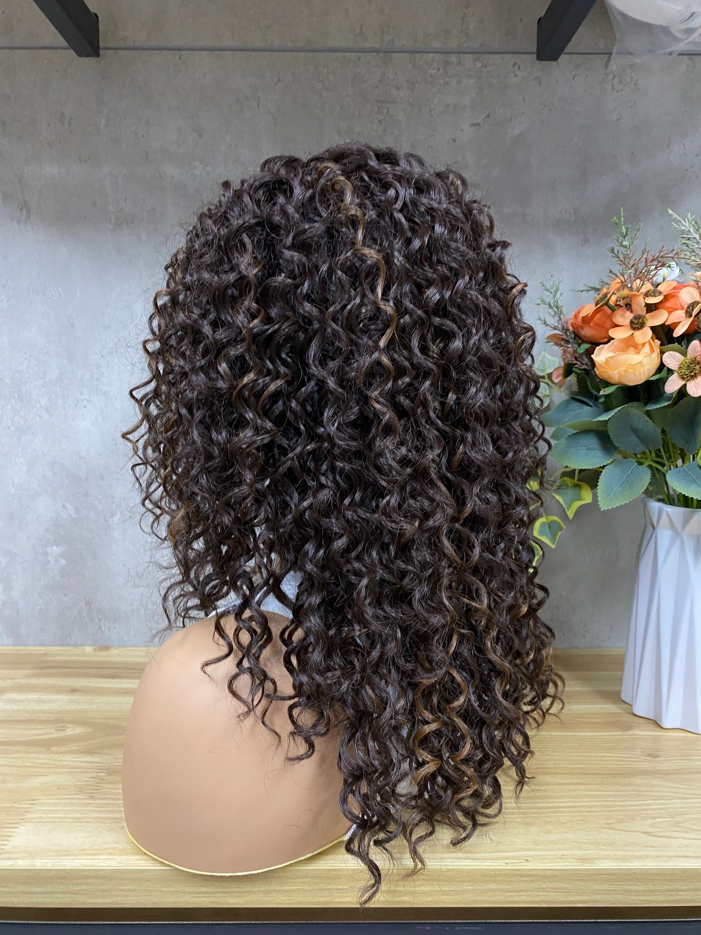 Highlight Brown 30# color water wave Lace Front Wigs