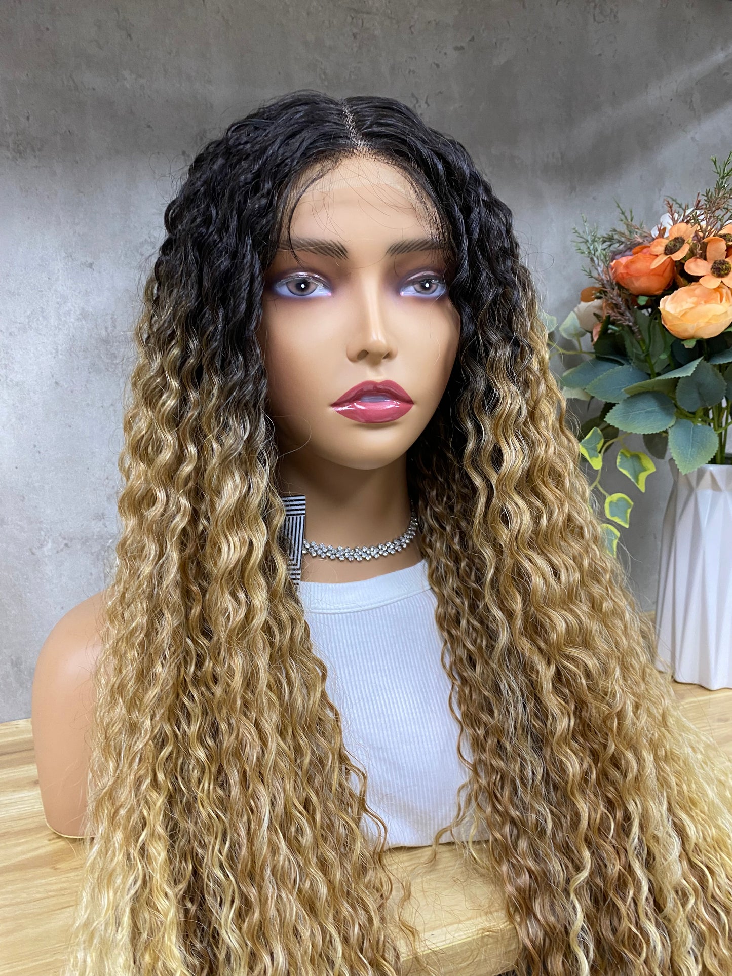 Special Natural Gradient color Super L-Curly Lace Frontal Wig