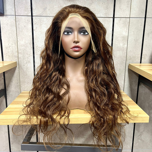 Perruques Cheveux Naturels Naturels Remy Lace 13x4 Brun Miel