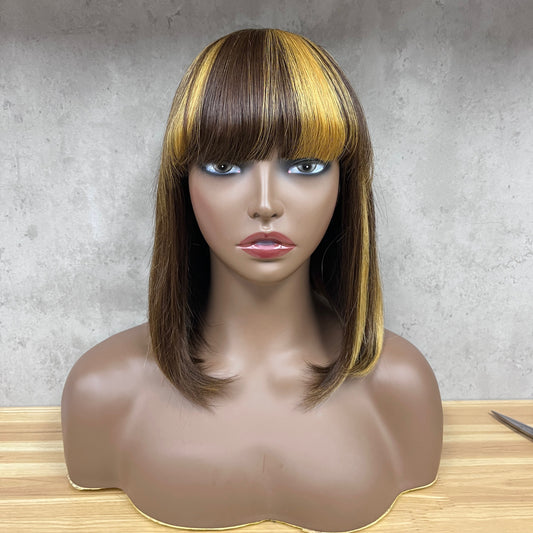 Perruque Lisse Fringe Cheveux Naturels De Style Piano Différents
