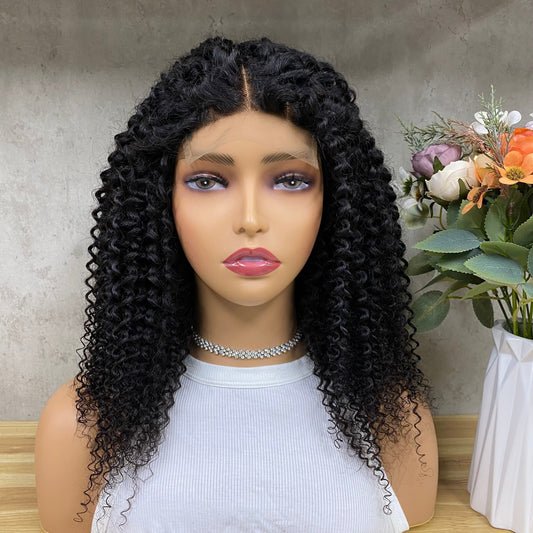Perruques Afro Bouclées de Cheveux Humains Remy Lace Nature 4x4