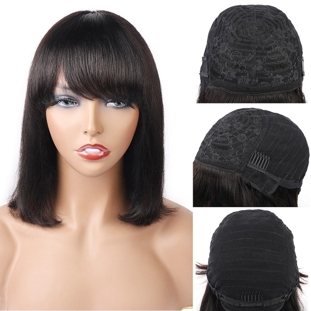 Guaranteehair Straight Fringe Bob Human Hair Wig GHMBOB01
