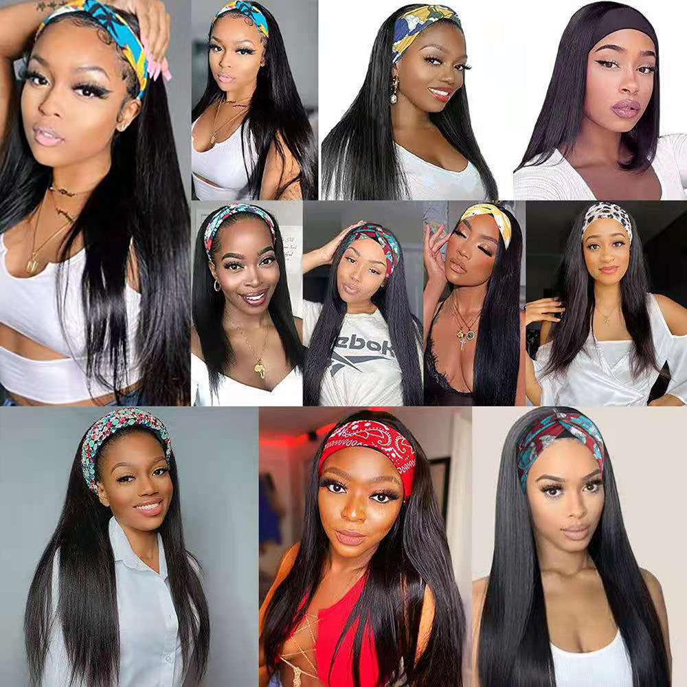 Wholesale Remy Human Hair Headband Wig For Black Women GHHDW01