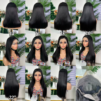 High Quality Nature Black Raw Hair Frontal Super Double Drawn Bob Wigs