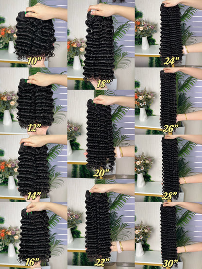 Nature Black Raw Hair Super Double Drawn Kinky Curly With 2 Bundiles