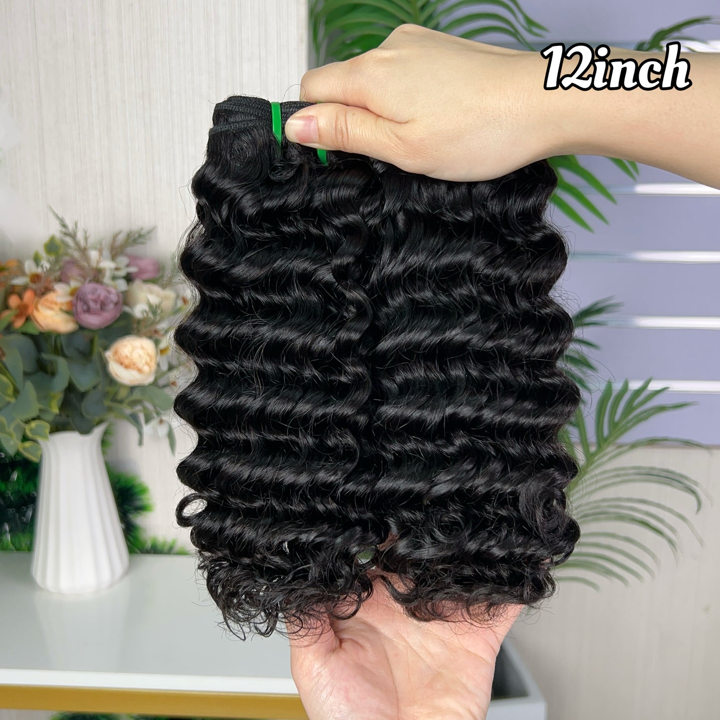 Nature Black Raw Hair Super Double Drawn Kinky Curly With 2 Bundiles