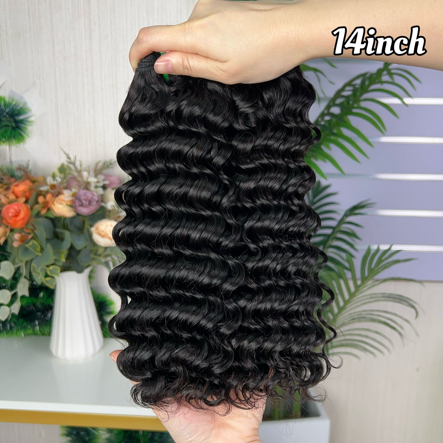 Nature Black Raw Hair Super Double Drawn Kinky Curly With 2 Bundiles