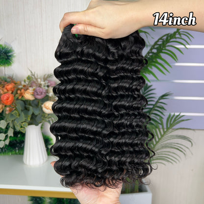 Nature Black Raw Hair Super Double Drawn Kinky Curly With 2 Bundiles