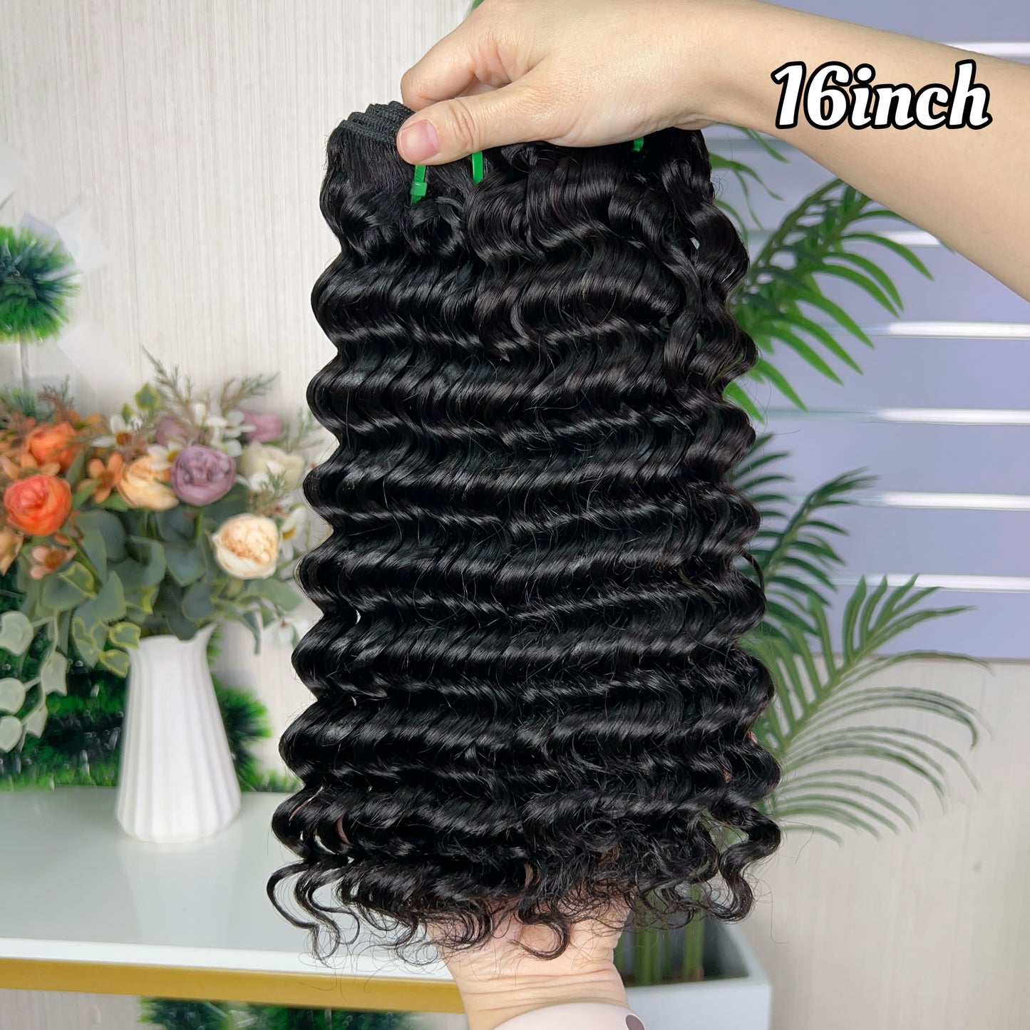 Nature Black Raw Hair Super Double Drawn Kinky Curly With 2 Bundiles