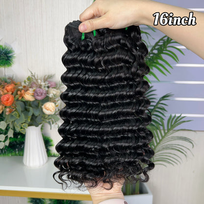 Nature Black Raw Hair Super Double Drawn Kinky Curly With 2 Bundiles