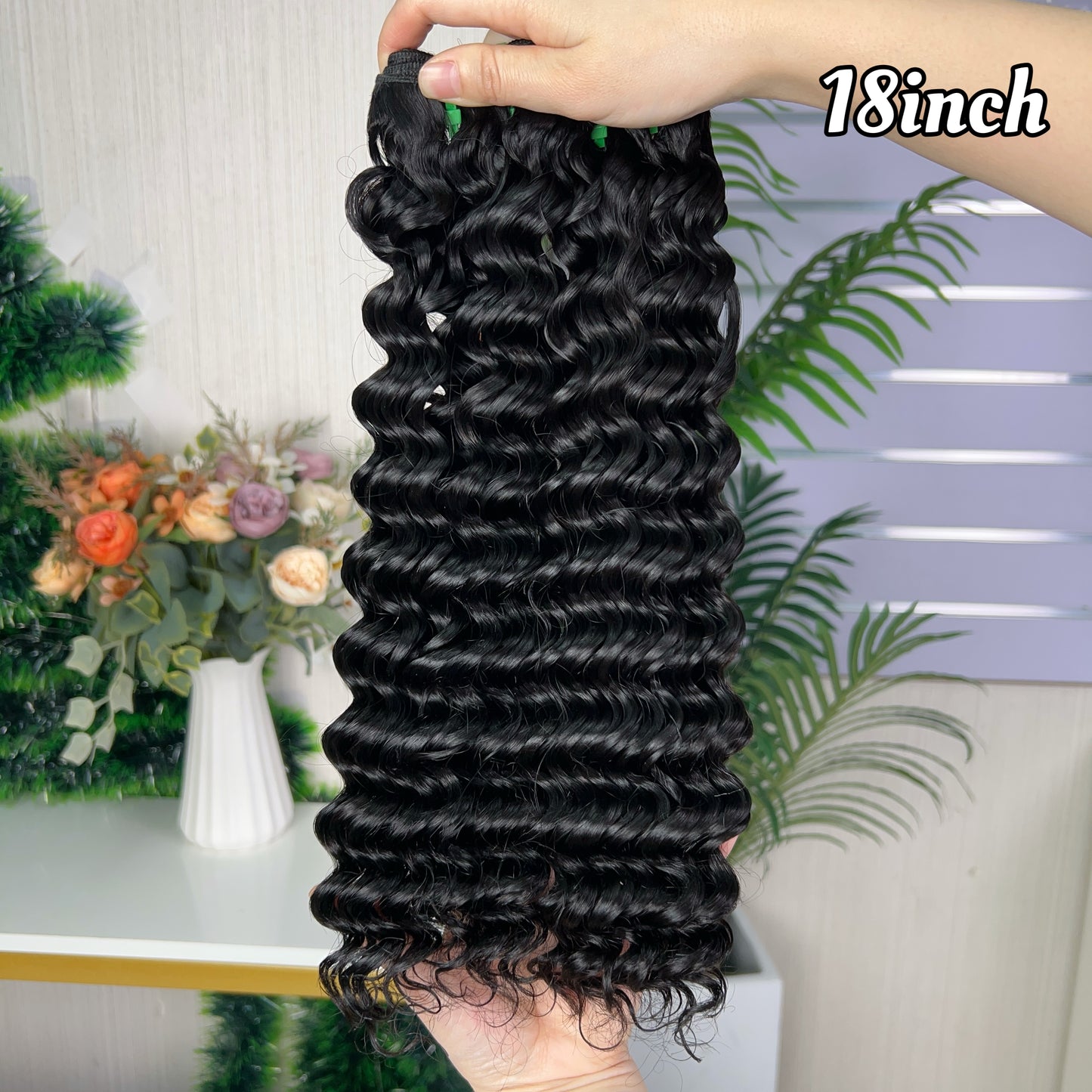 Nature Black Raw Hair Super Double Drawn Kinky Curly With 2 Bundiles