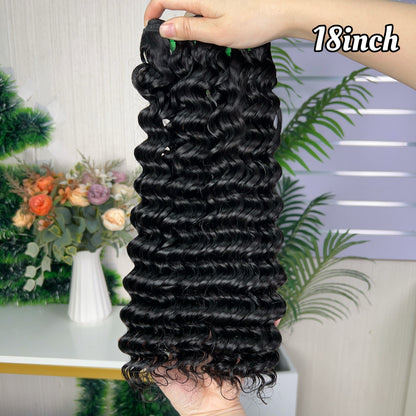 Nature Black Raw Hair Super Double Drawn Kinky Curly With 2 Bundiles
