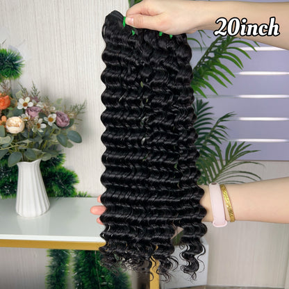 Nature Black Raw Hair Super Double Drawn Kinky Curly With 2 Bundiles