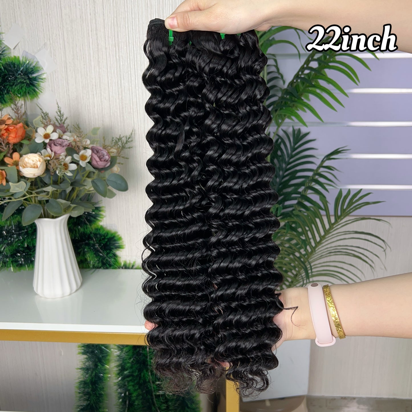 Nature Black Raw Hair Super Double Drawn Kinky Curly With 2 Bundiles