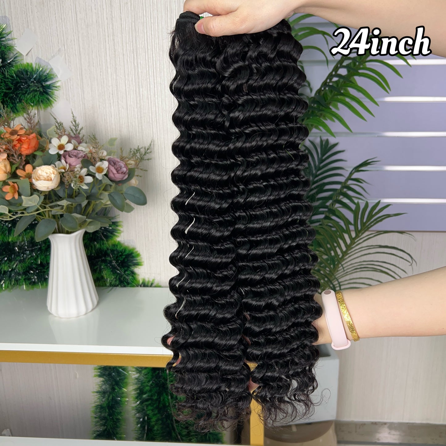 Nature Black Raw Hair Super Double Drawn Kinky Curly With 2 Bundiles