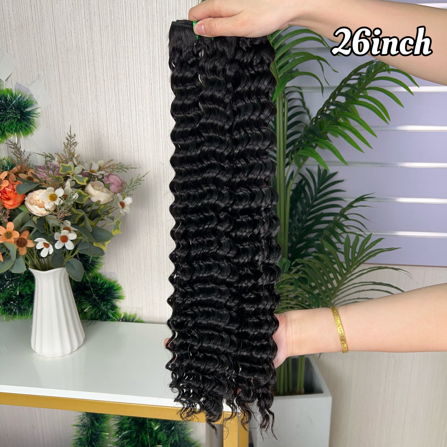 Nature Black Raw Hair Super Double Drawn Kinky Curly With 2 Bundiles
