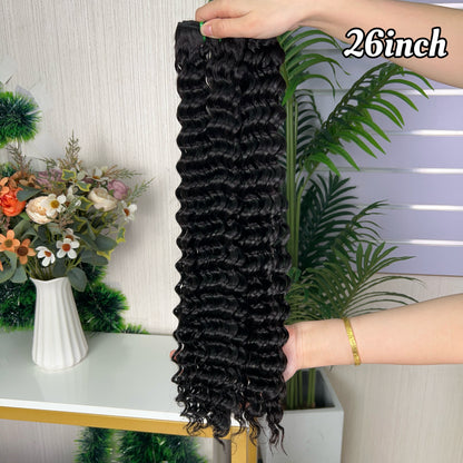 Nature Black Raw Hair Super Double Drawn Kinky Curly With 2 Bundiles
