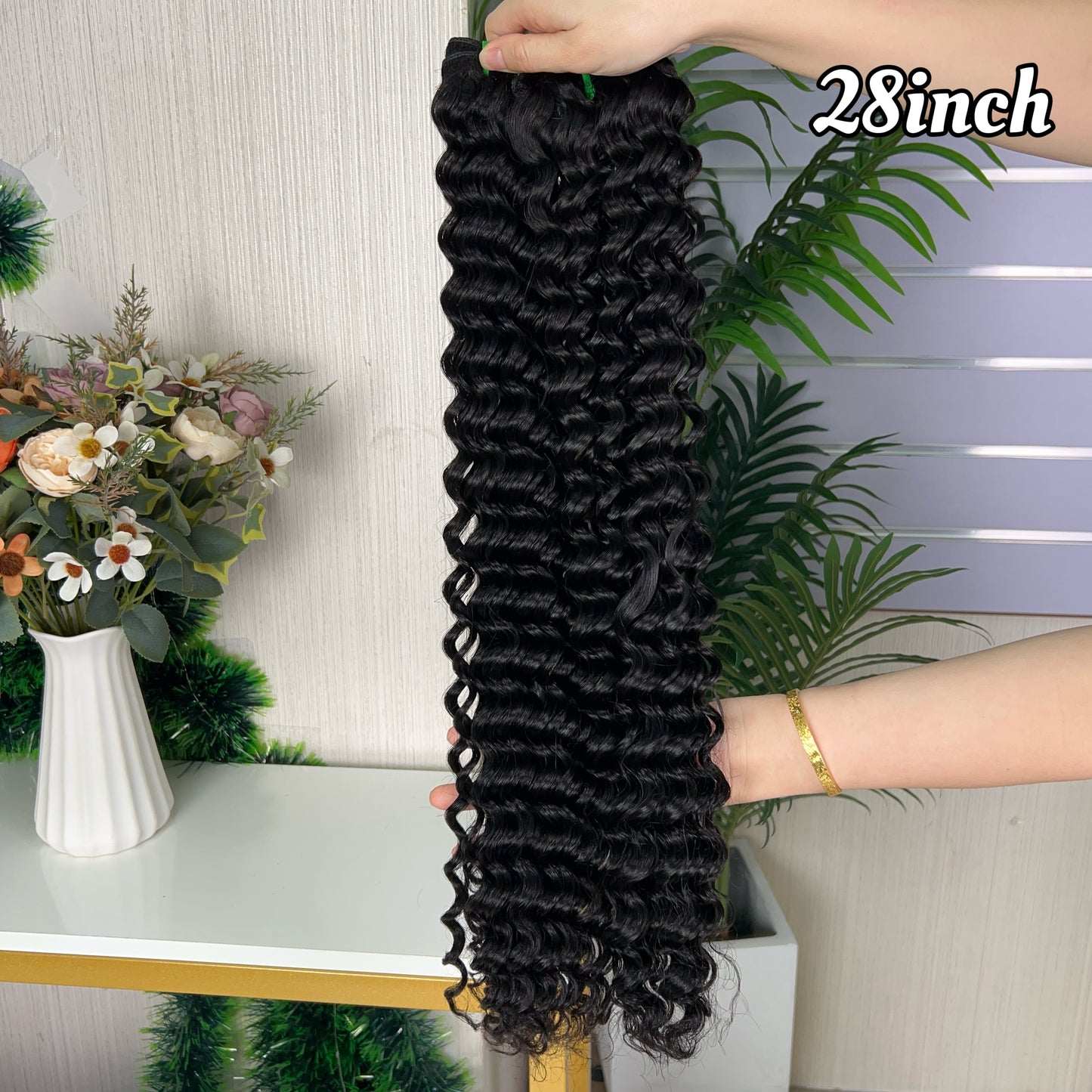 Nature Black Raw Hair Super Double Drawn Kinky Curly With 2 Bundiles