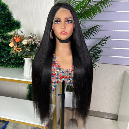 High Quality Nature Black Vietnam Bone Frontal Straight Long Hair Wigs