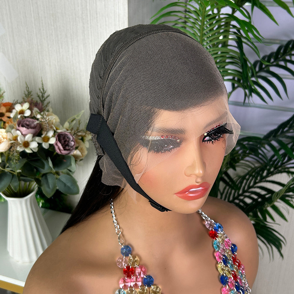 High Quality Nature Black Vietnam Bone Frontal Straight Long Hair Wigs