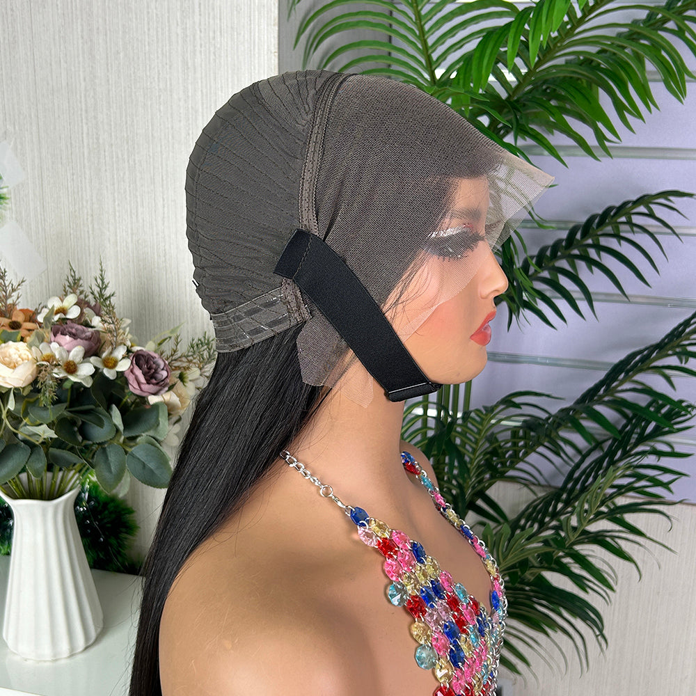 High Quality Nature Black Vietnam Bone Frontal Straight Long Hair Wigs
